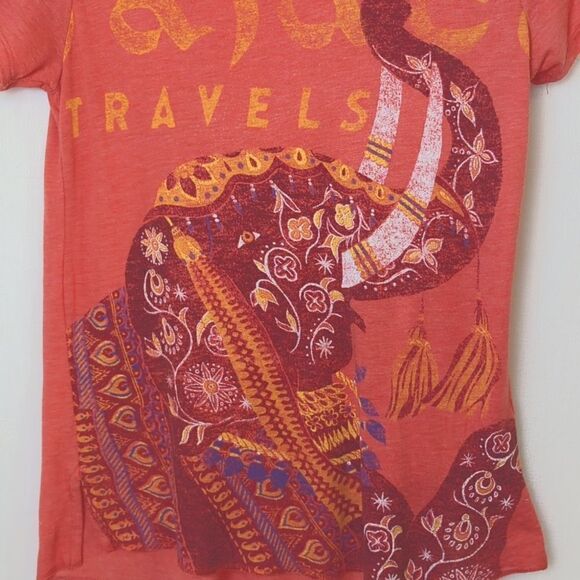 Lucky Brand Orange Cap Sleeve Tee Shirt Size XS - Picture 3 of 8